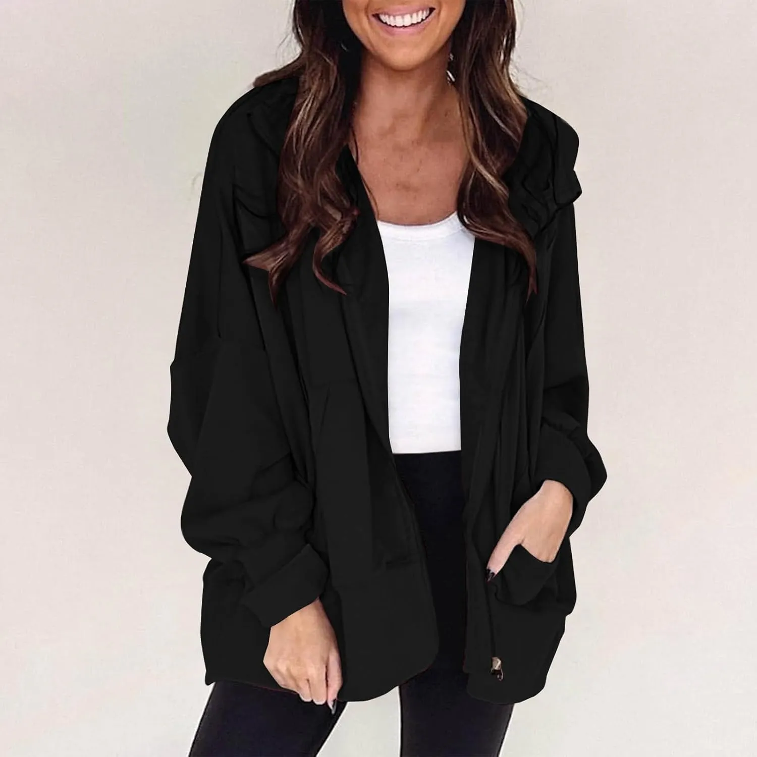 Womens Hoodies Oversized Sweatshirt Loose Casual Long Sleeve Zip Up Fall Outfits Fashion Jackets Outwear with Pockets