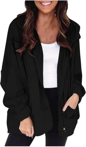 Womens Hoodies Oversized Sweatshirt Loose Casual Long Sleeve Zip Up Fall Outfits Fashion Jackets Outwear with Pockets