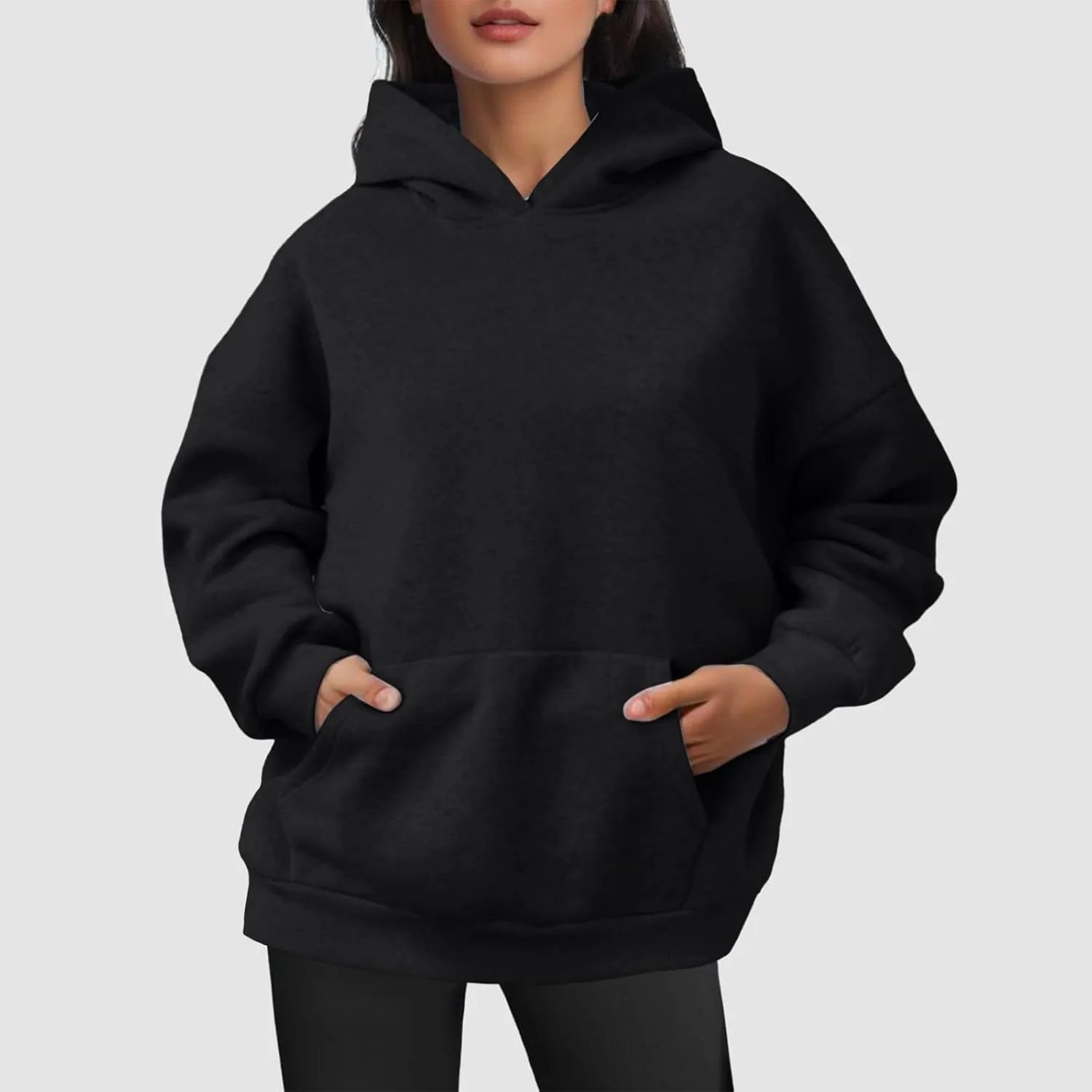 Womens Hoodies Oversized Sweatshirts Pullover Fleece Sweaters Long Sleeve With Pockets Winter Fall Outfits Y2k Clothes