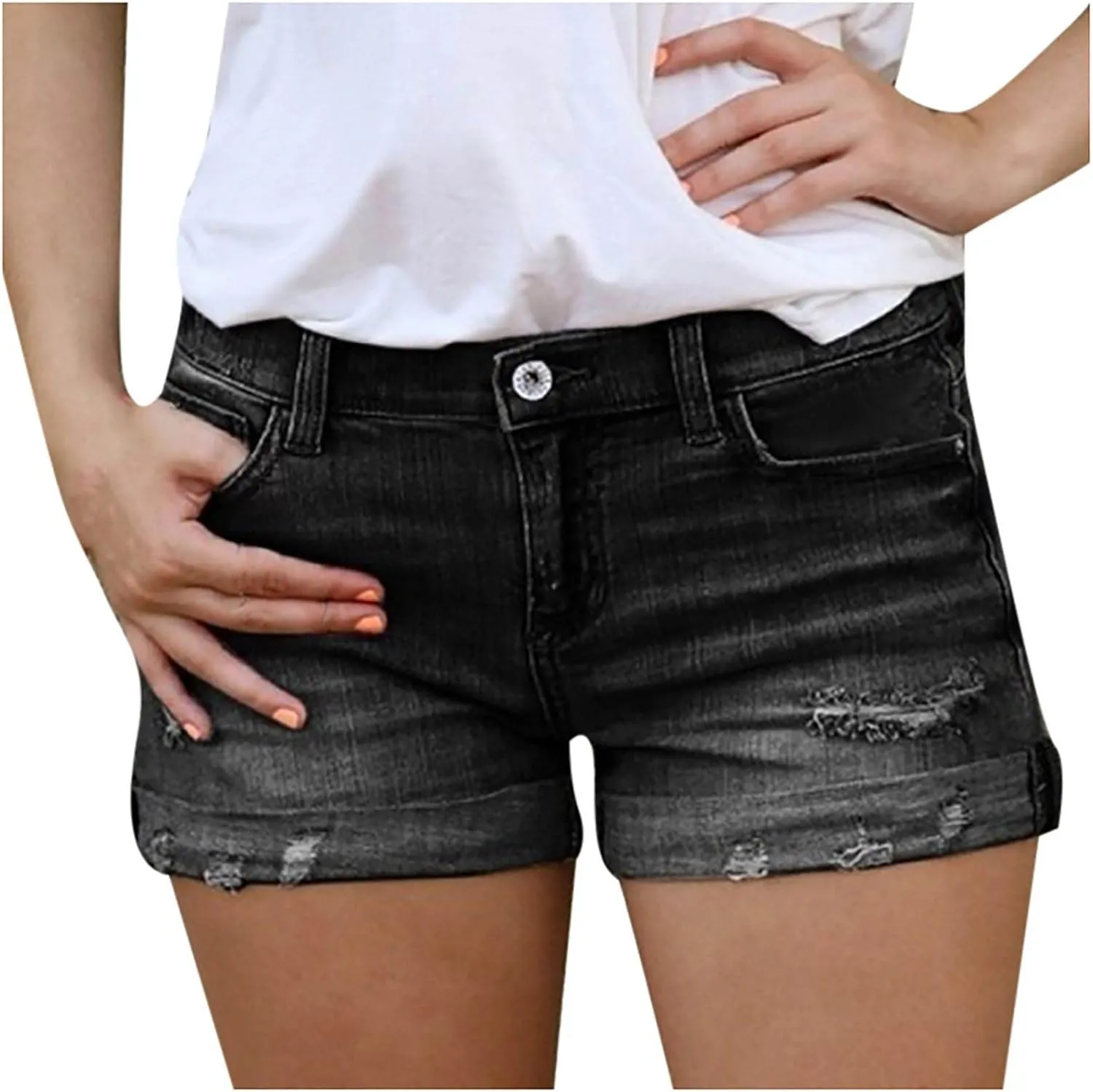 Womens Jean Shorts Distressed Ripped Denim Shorts High Waisted Casual Summer Shorts Fashion Cut Off 2025