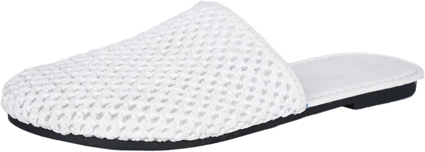 Women's Mesh Wrap Toe Flat Sandals - One Foot Stirrup Handmade Woven Design Mule Shoes, Fashionable and Comfortable Summer Casual Beach Slippers