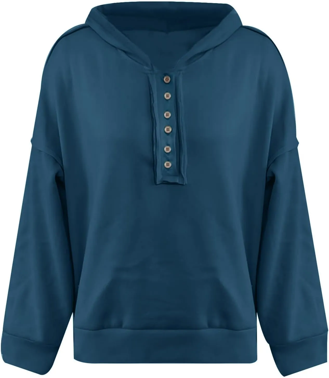 Womens Oversized Hoodies Button Down Long Sleeve Hooded Sweatshirts Fashion Solid Color Pullover Tops Fall Clothes 2024