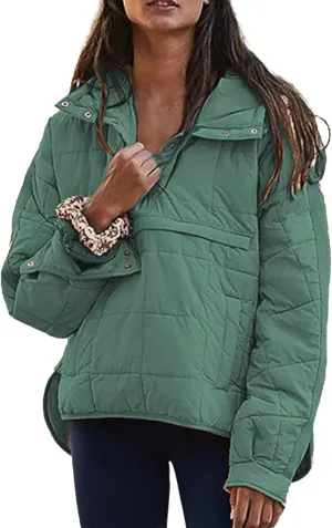 Womens Oversized Puffer Jacket Baggy Zip Up Quilted Lightweight Down Coat Long Sleeve Packable Short Down Coat Tops
