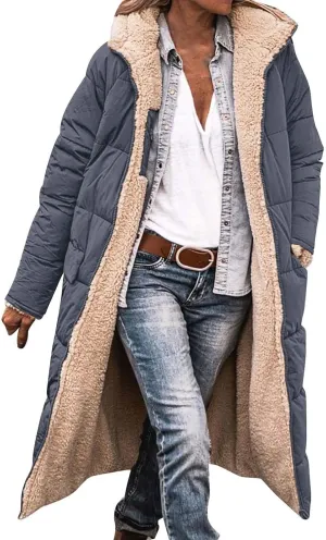 Womens Parka and Long Winter Jackets Double Faced Long Sleeve Hooded Down Jacket Womens Winter Jacket Women'S Winter
