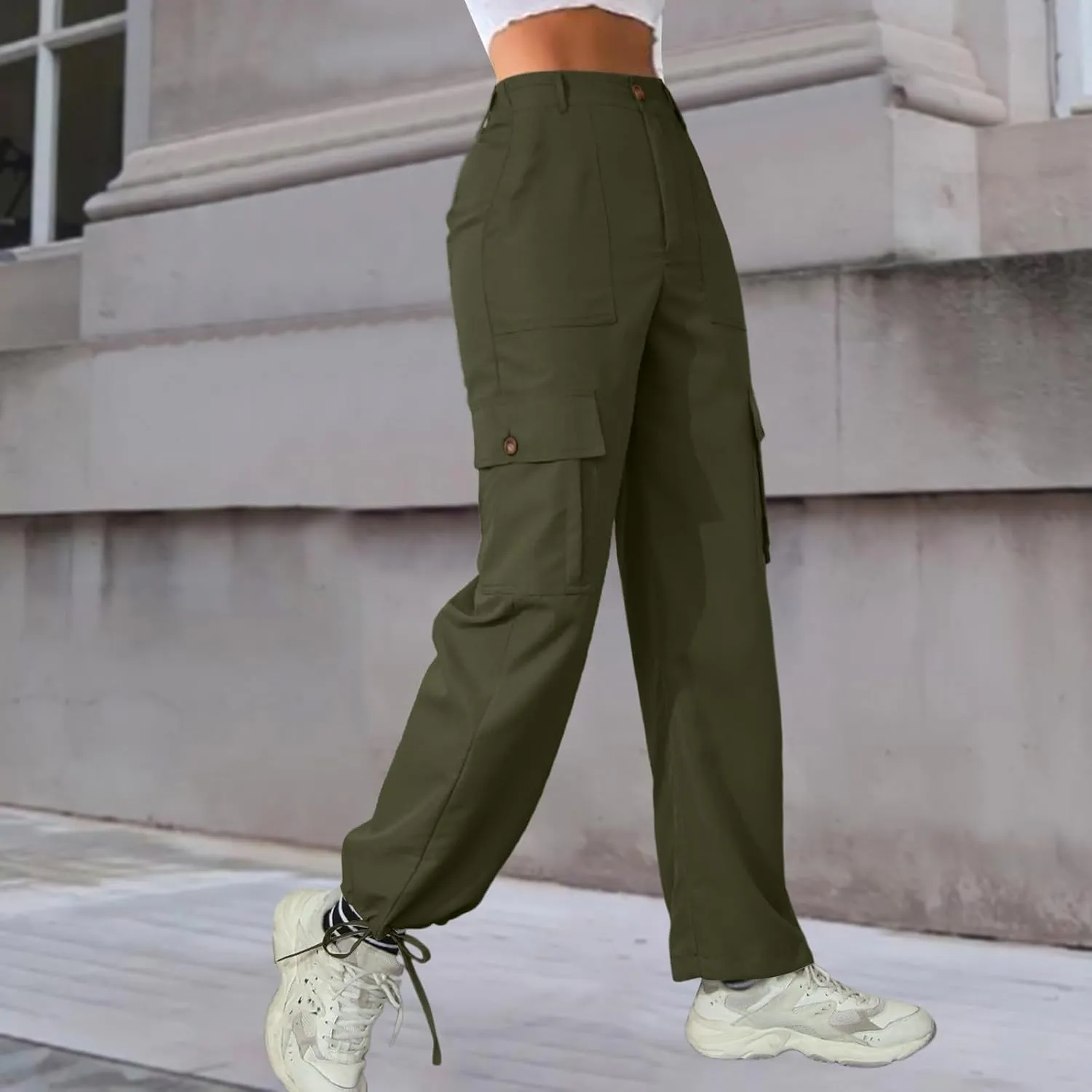 Women's Pocket High Waist Workwear Pants Casual Versatile Pants Lightweight Casual