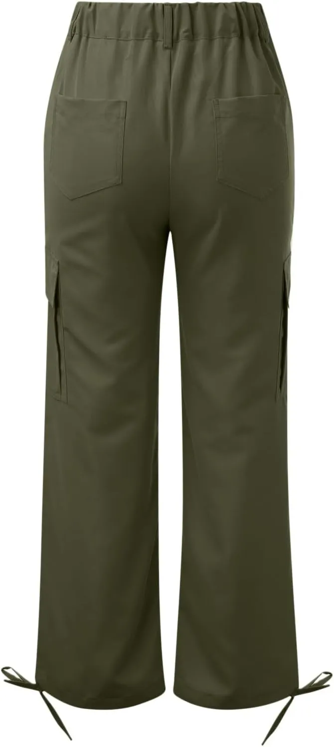 Women's Pocket High Waist Workwear Pants Casual Versatile Pants Lightweight Casual