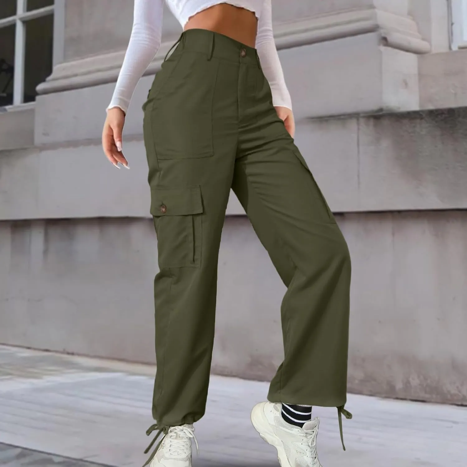 Women's Pocket High Waist Workwear Pants Casual Versatile Pants Lightweight Casual