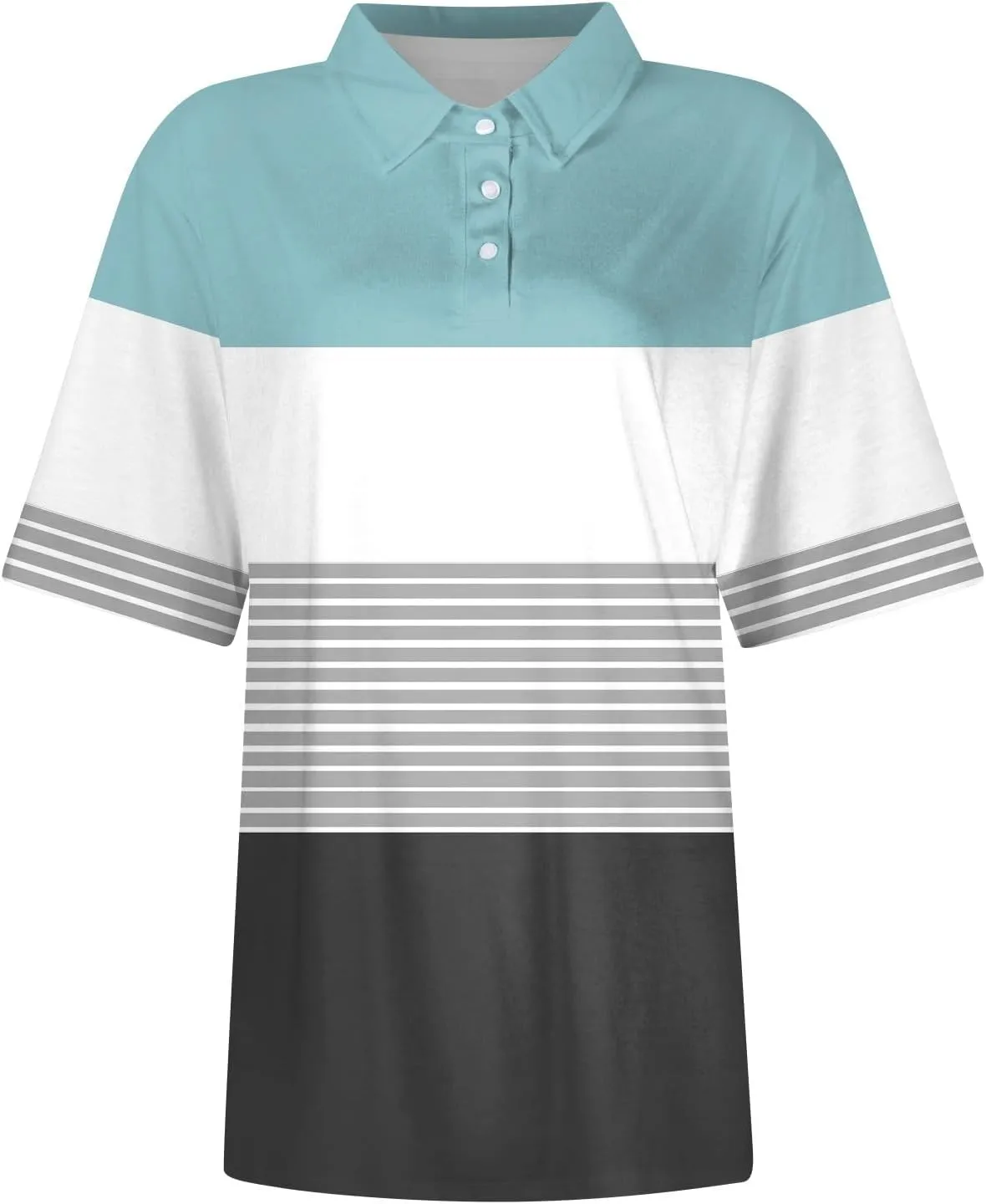 Women's Polo Shirts Short Sleeve Comfortable Breathable Wicking Shirt Solid Colour Stripe 3 Buttons Lapels Casual Tops