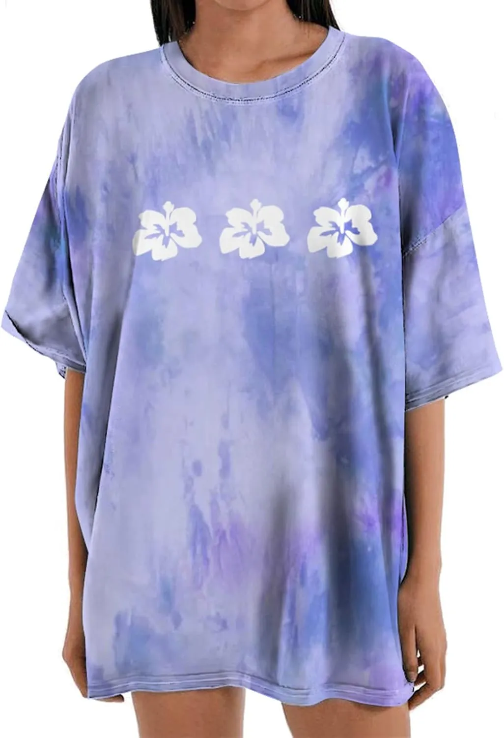 Womens Short Sleeve Tops Crewneck Tie Dye Shirts Oversized Tees T-Shirt Trendy Shirts Blouse Graphic Funny T Shirts