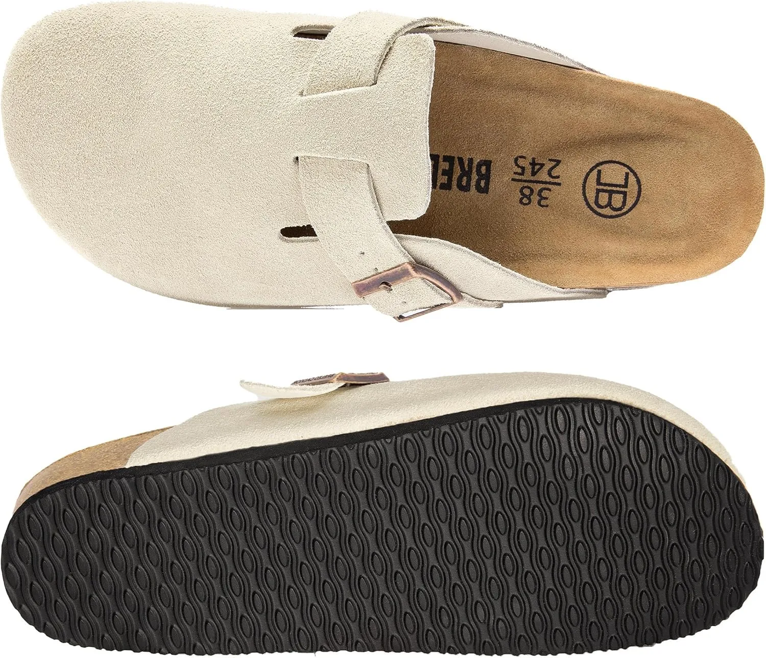 Women's Suede Clogs Men's Slip-On Mules Non-Slip Potato Shoes Arch Support Sandals with Adjustable Buckle for Indoor & Outdoor Use