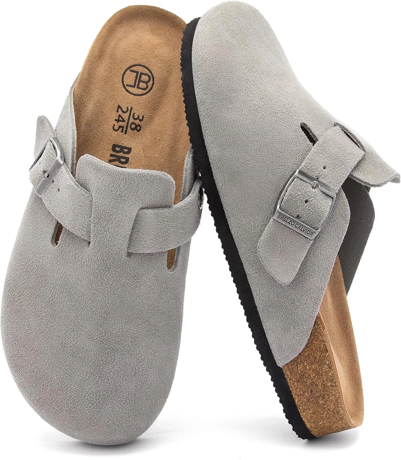 Women's Suede Clogs Men's Slip-On Mules Non-Slip Potato Shoes Arch Support Sandals with Adjustable Buckle for Indoor & Outdoor Use