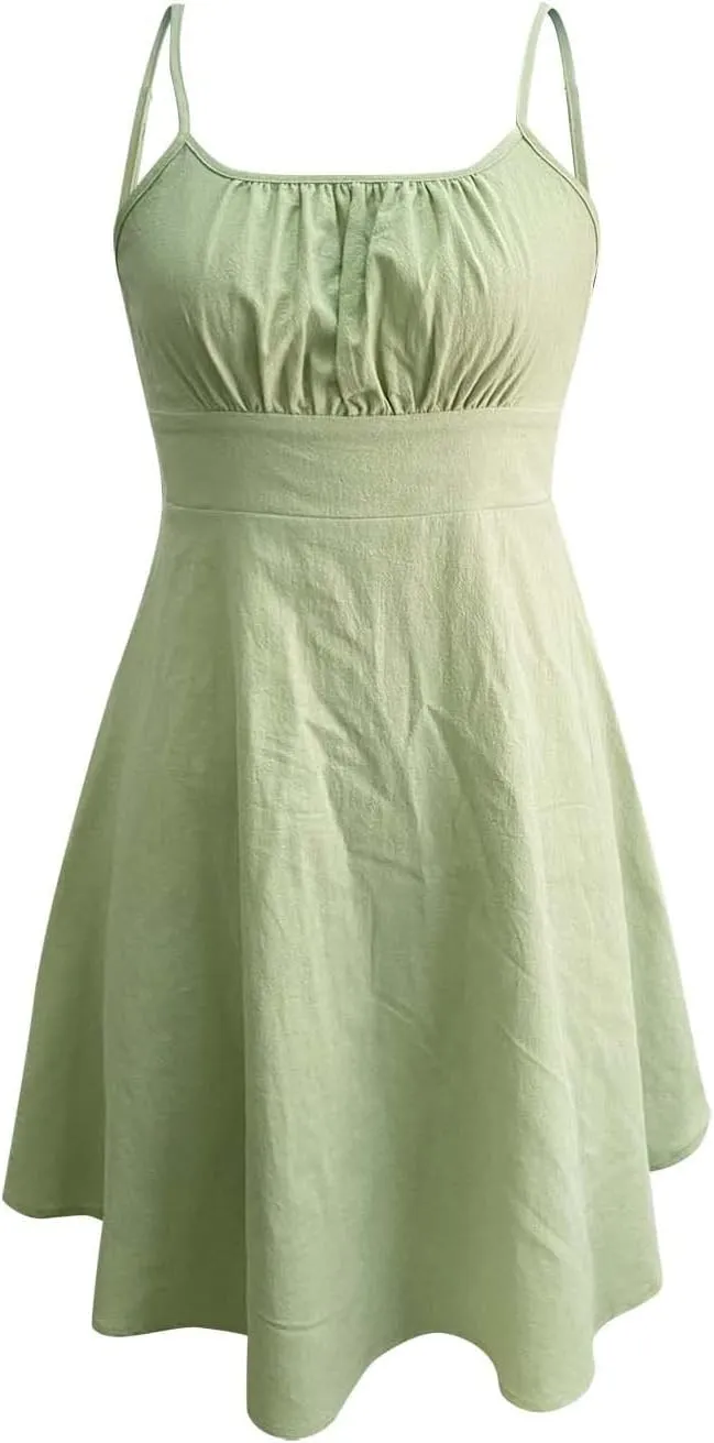 Women's Summer Floral Sun Dress Sleeveless Halter Neck Flowy Ruffle Hem Short Boho Mini Dresses Wedding Guest with Belt
