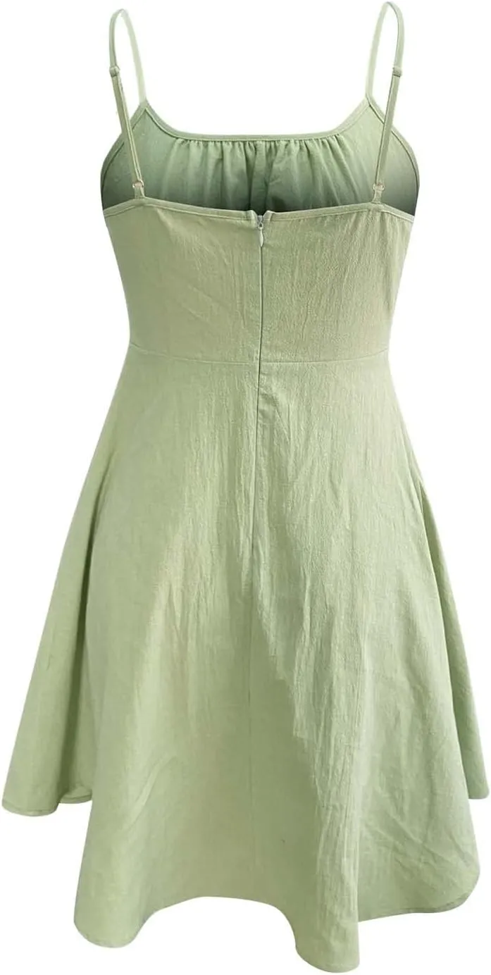 Women's Summer Floral Sun Dress Sleeveless Halter Neck Flowy Ruffle Hem Short Boho Mini Dresses Wedding Guest with Belt