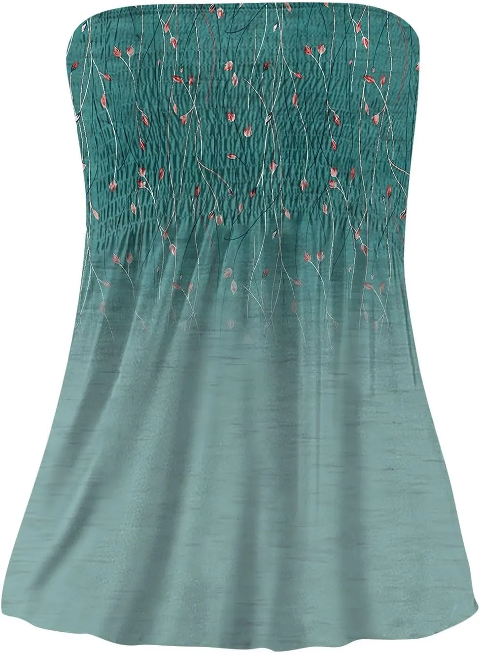Womens Tube Tops Floral Smocked Ruffled Strapless Striped Tanks Backless Sexy Casual Bandeau Sleeveless Shirt