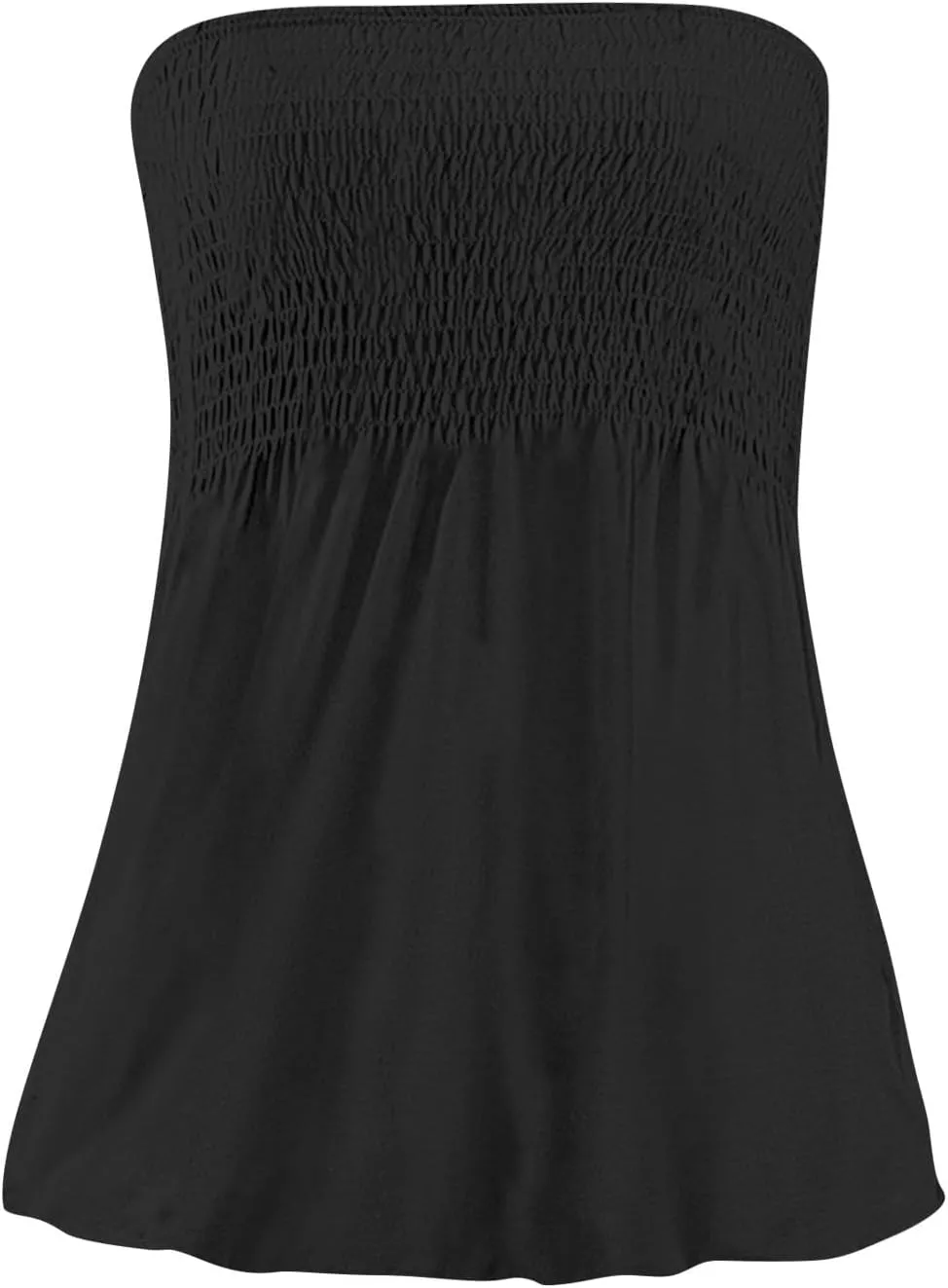 Womens Tube Tops Floral Smocked Ruffled Strapless Striped Tanks Backless Sexy Casual Bandeau Sleeveless Shirt