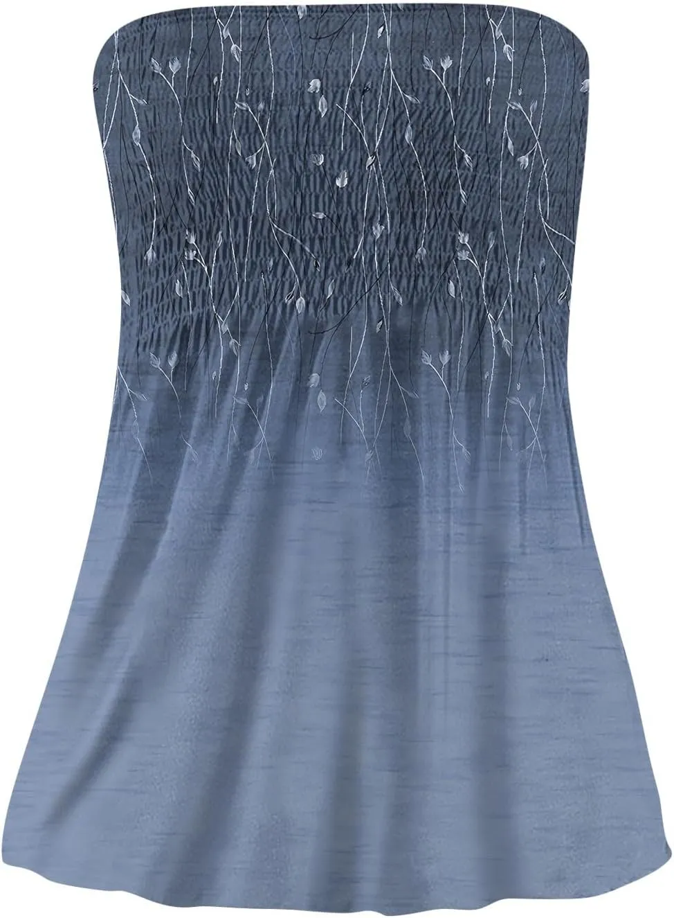 Womens Tube Tops Floral Smocked Ruffled Strapless Striped Tanks Backless Sexy Casual Bandeau Sleeveless Shirt