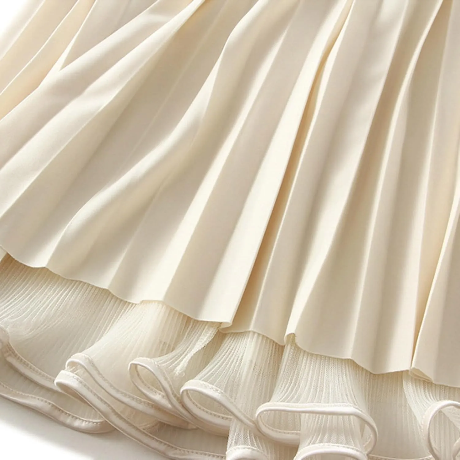 Womens Tulle Ruffle Pleated Skirts Fashion Solid Versatile A Line Maxi Skirt Holiday High Waisted Reversible Skirts