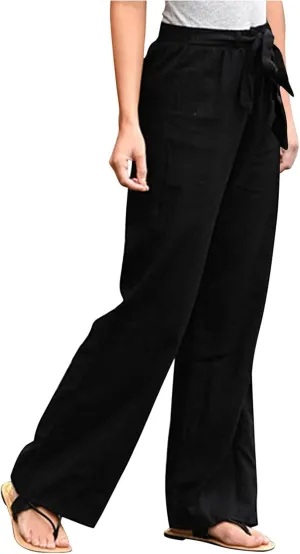 Women's Wide Leg Sweatpants Winter Compression Hiking Sweatpants with Pockets Flare Leggings High Waisted