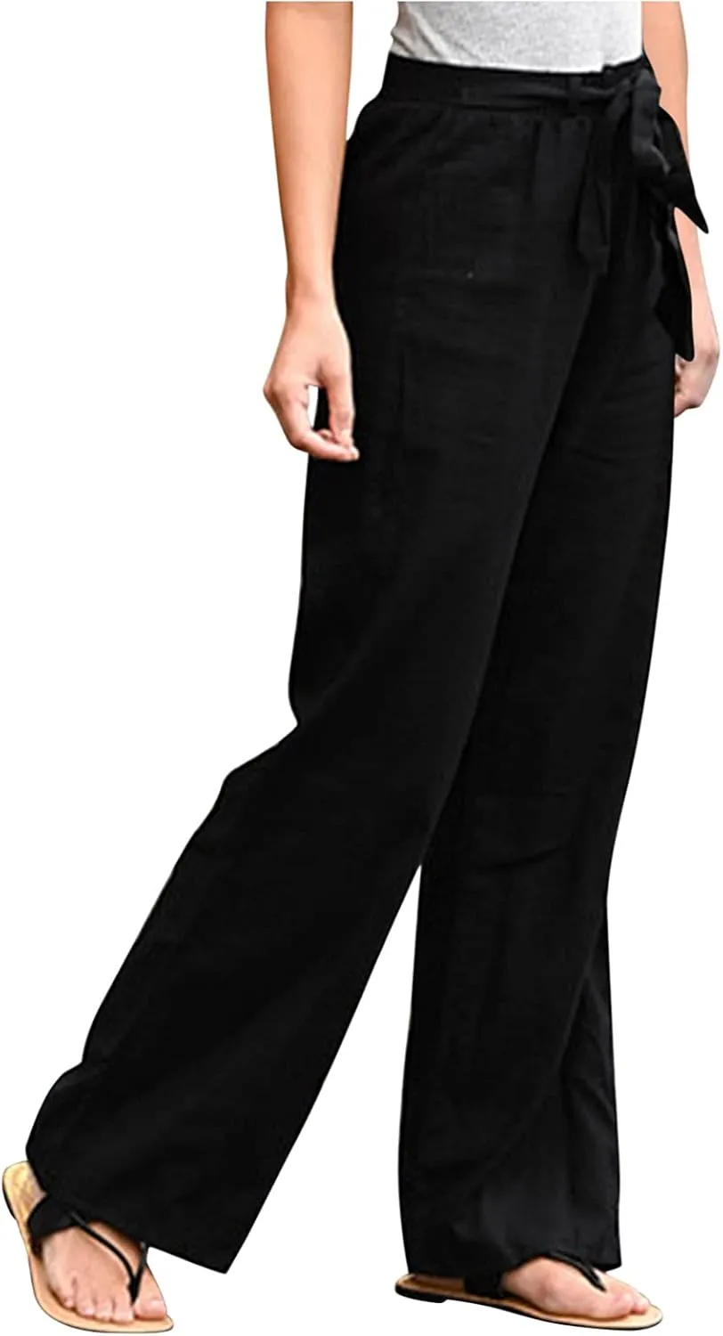 Women's Wide Leg Sweatpants Winter Compression Hiking Sweatpants with Pockets Flare Leggings High Waisted