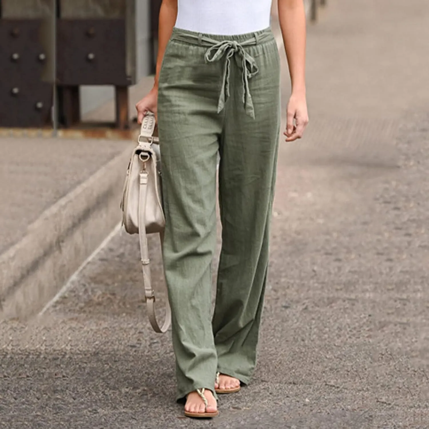 Women's Wide Leg Sweatpants Winter Compression Hiking Sweatpants with Pockets Flare Leggings High Waisted