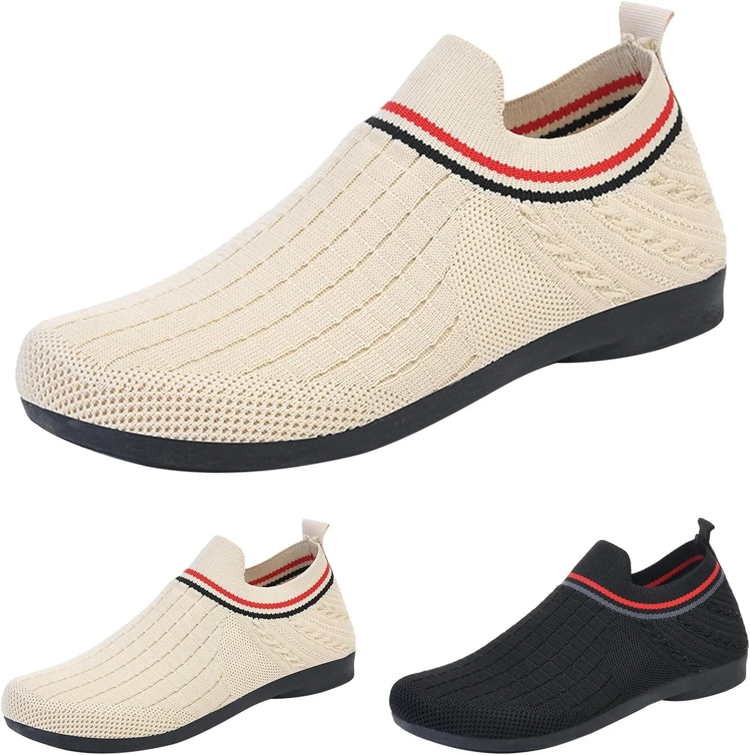 Women's Woven Sneakers Lightweight Slip-On Grip Indoor House Slippers Non-Slip Barefoot Walking Shoes Mesh Breathable Low Top Sneaker