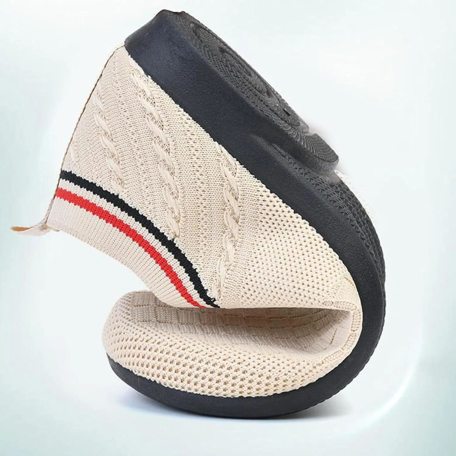 Women's Woven Sneakers Lightweight Slip-On Grip Indoor House Slippers Non-Slip Barefoot Walking Shoes Mesh Breathable Low Top Sneaker