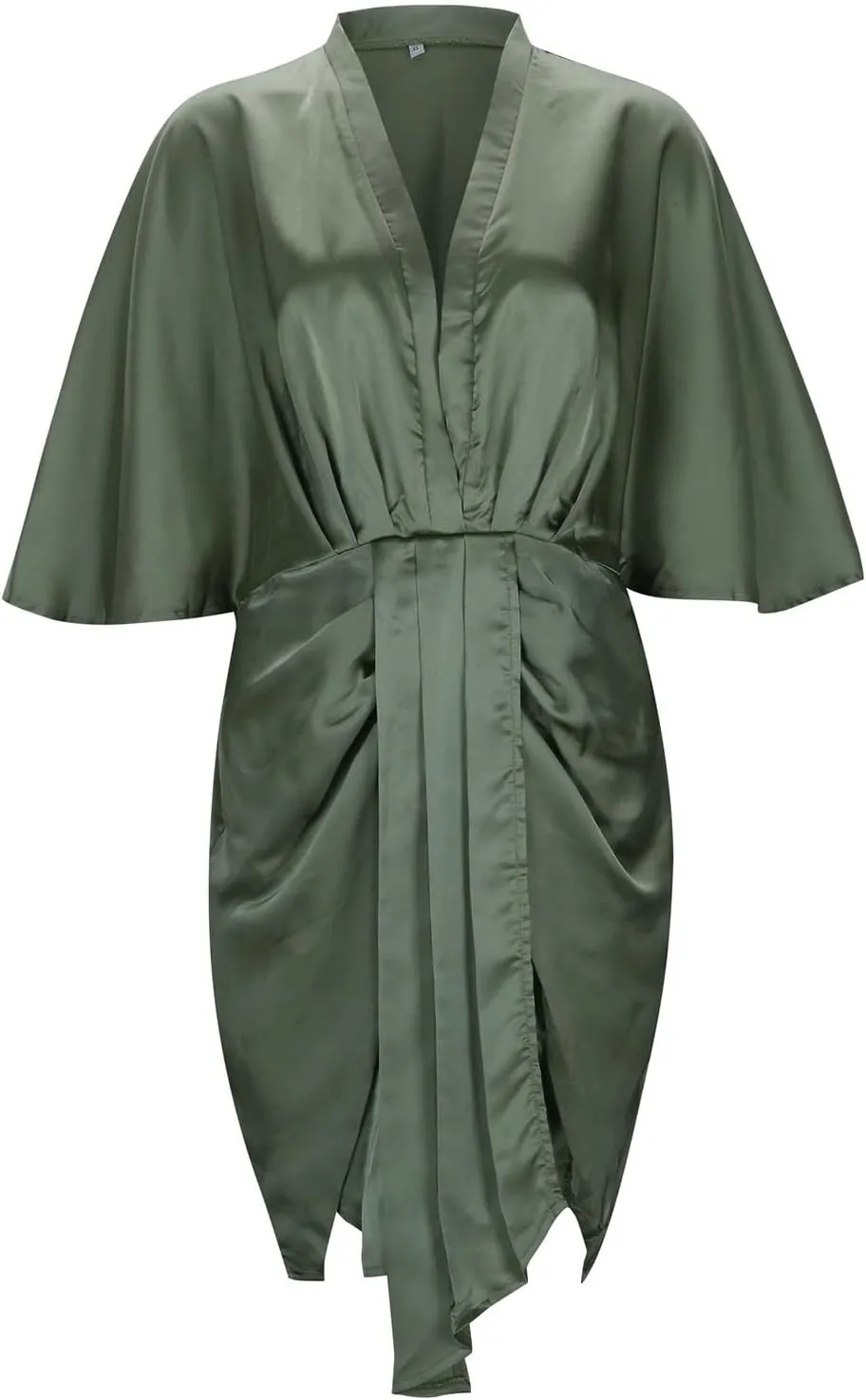 Womens Wrap V Neck Dresses Ruffle Sleeve Belted Plain Ruffle Hem Mini Dress Travel Outfits Wedding Guest Dress