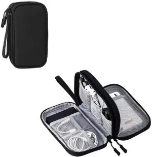 Yiasangly Electronic Organizer Bag, Waterproof Portable Travel Cable Storage Bag, Multifunctional Cord Storage Case for USB Drive, Dard Drive, Power Bank, Charger, Mouse, USB Cable, Headphones - Black