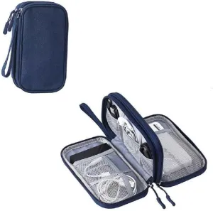 Yiasangly Electronic Organizer Bag, Waterproof Portable Travel Cable Storage Bag, Multifunctional Cord Storage Case for USB Drive, Dard Drive, Power Bank, Charger, Mouse, USB Cable, Headphones - Blue