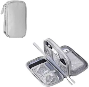 Yiasangly Electronic Organizer Bag, Waterproof Portable Travel Cable Storage Bag, Multifunctional Cord Storage Case for USB Drive, Dard Drive, Power Bank, Charger, Mouse, USB Cable, Headphones - Grey