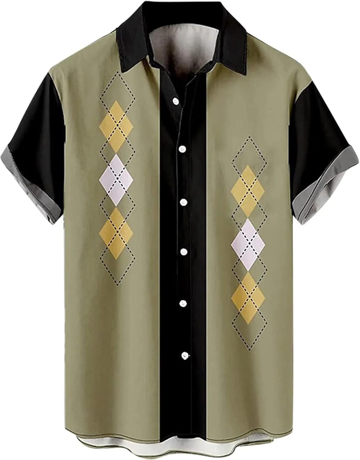Ymosrh Men's Casual Button-Down Shirts Cotton Linen Solid Color Short Sleeve Shirts Loose Short Button Down Shirts, M-4XL