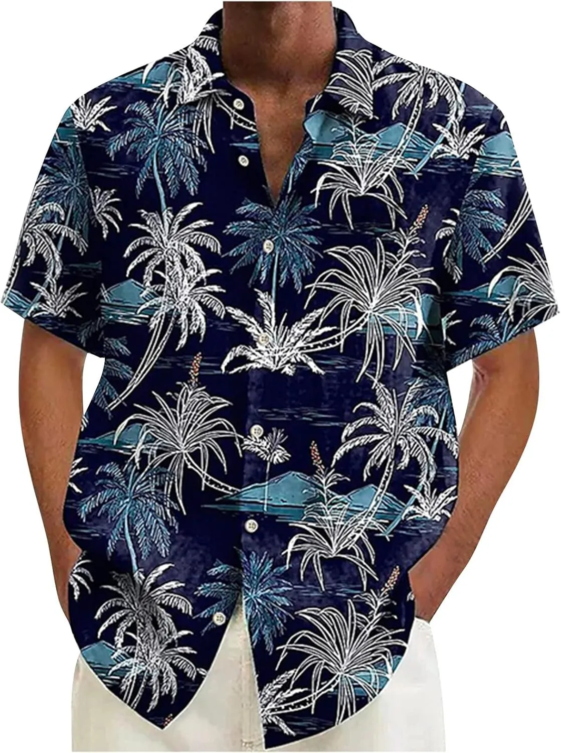 Ymosrh Men's Casual Button-Down Shirts Cotton Linen Solid Color Short Sleeve Shirts Loose Short Button Down Shirts, M-4XL