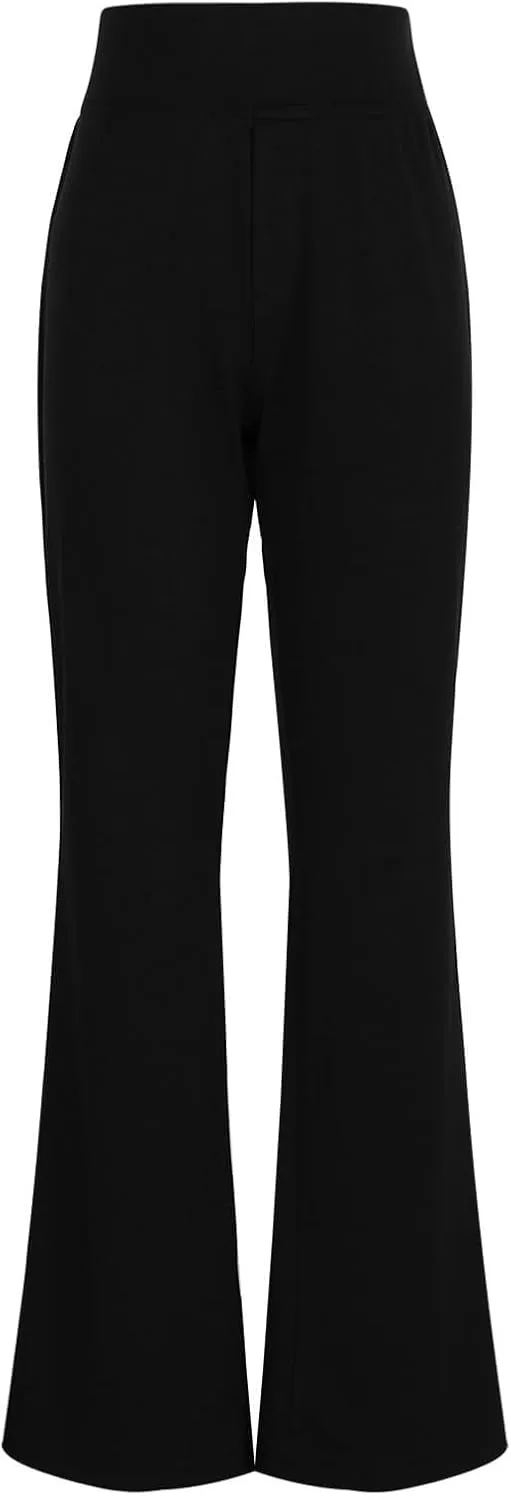 Yoga Dress Pants for Women Stretchy Elastic High Waisted Work Pants Business Casual Tummy Control Bell Bottom Pants