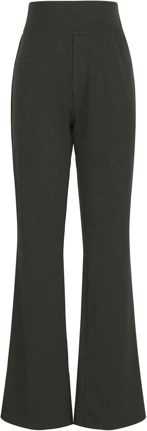 Yoga Dress Pants for Women Stretchy Elastic High Waisted Work Pants Business Casual Tummy Control Bell Bottom Pants