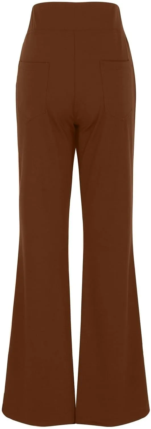 Yoga Dress Pants for Women Stretchy Elastic High Waisted Work Pants Business Casual Tummy Control Bell Bottom Pants
