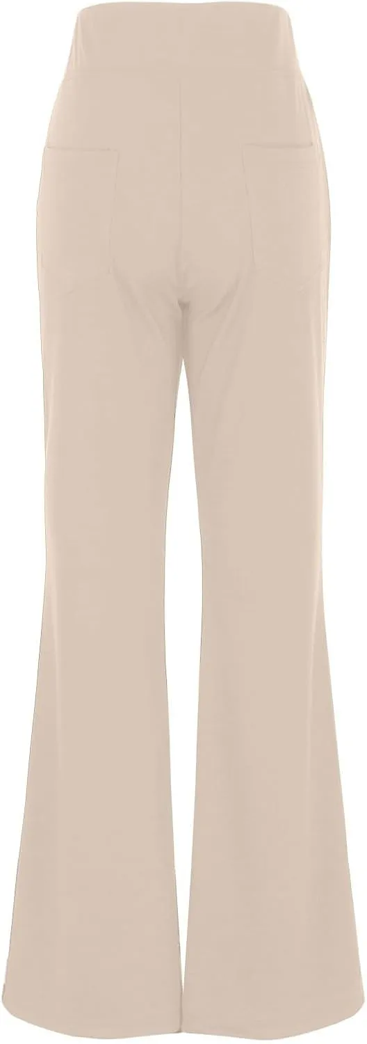 Yoga Dress Pants for Women Stretchy Elastic High Waisted Work Pants Business Casual Tummy Control Bell Bottom Pants