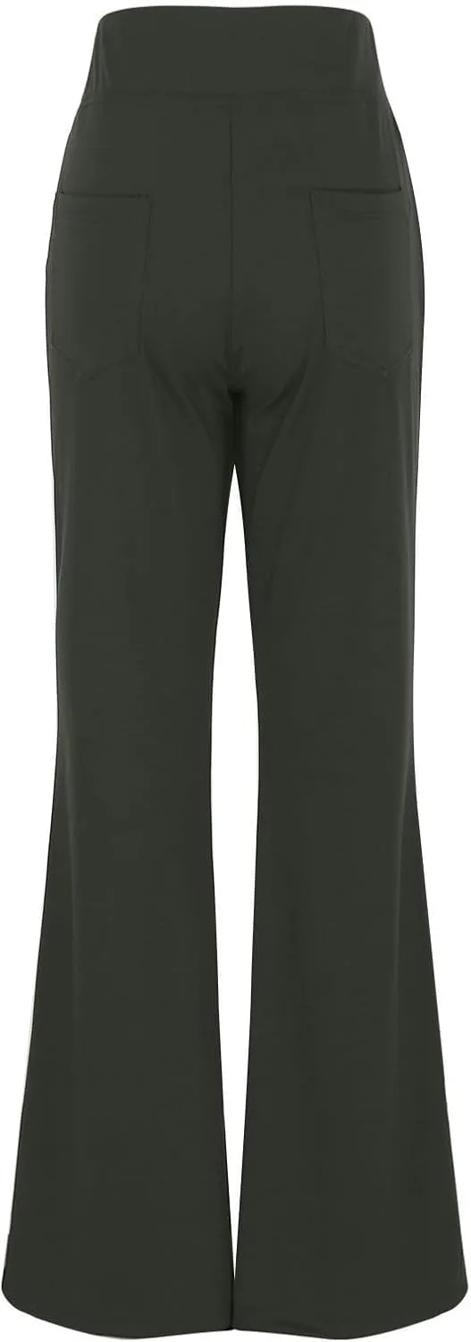 Yoga Dress Pants for Women Stretchy Elastic High Waisted Work Pants Business Casual Tummy Control Bell Bottom Pants
