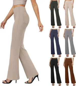 Yoga Dress Pants for Women Stretchy Elastic High Waisted Work Pants Business Casual Tummy Control Bell Bottom Pants