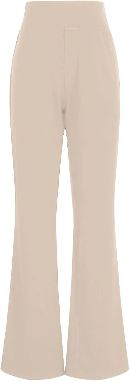 Yoga Dress Pants for Women Stretchy Elastic High Waisted Work Pants Business Casual Tummy Control Bell Bottom Pants