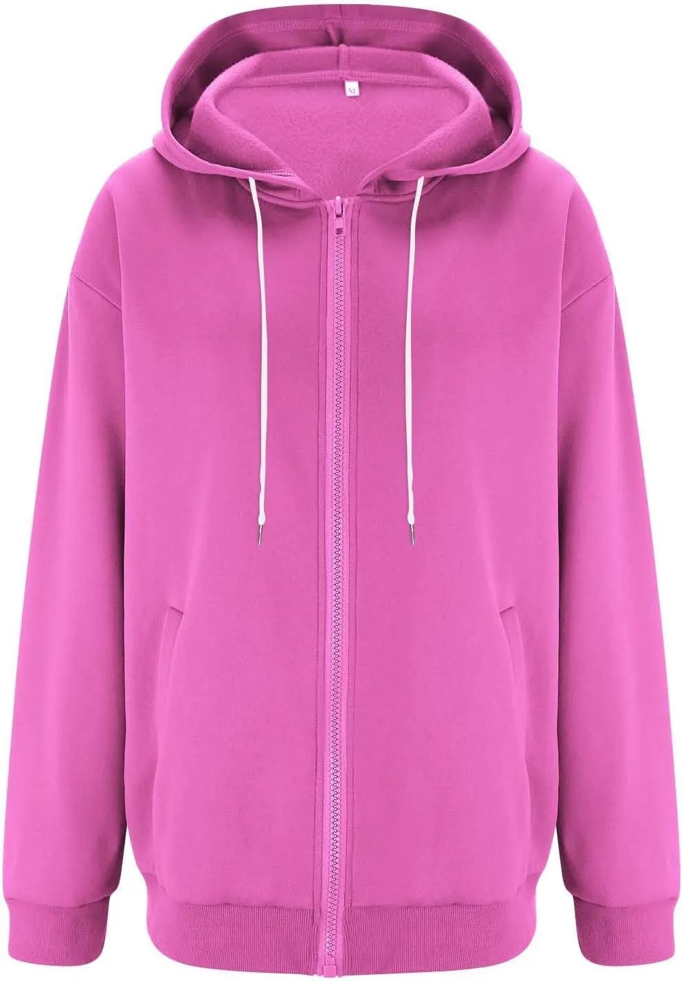 Zip Up Hoodie Women Fleece Oversized Sweatshirt Hoodies Casual Drawstring Hooded Sports Sweat Jackets with Pockets