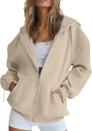 Zip Up Hoodie Women Oversized Y2k Jacket Lightweight Fall Jackets Streetwear Hoodies Long Sleeve Sweatshirts