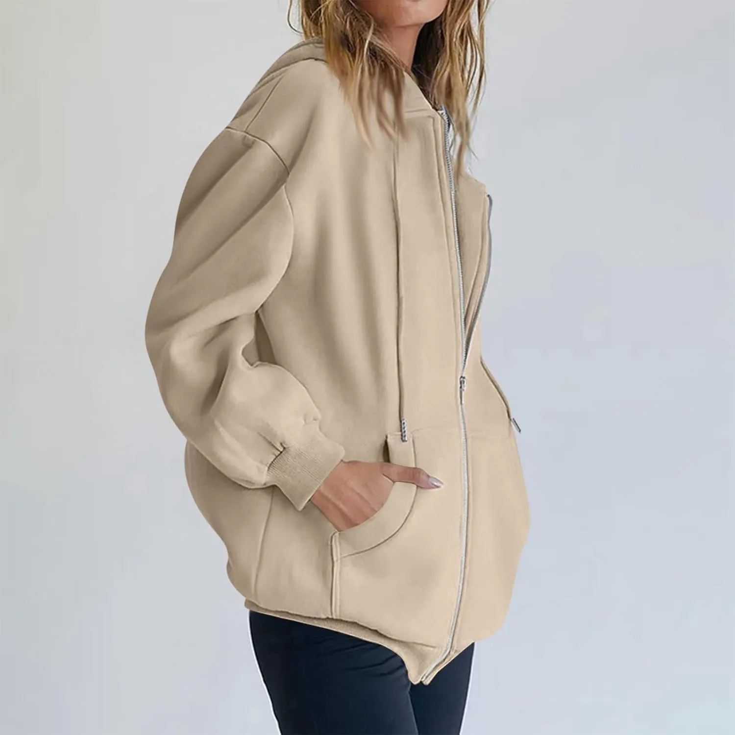 Zip Up Hoodie Women Oversized Y2k Jacket Lightweight Fall Jackets Streetwear Hoodies Long Sleeve Sweatshirts