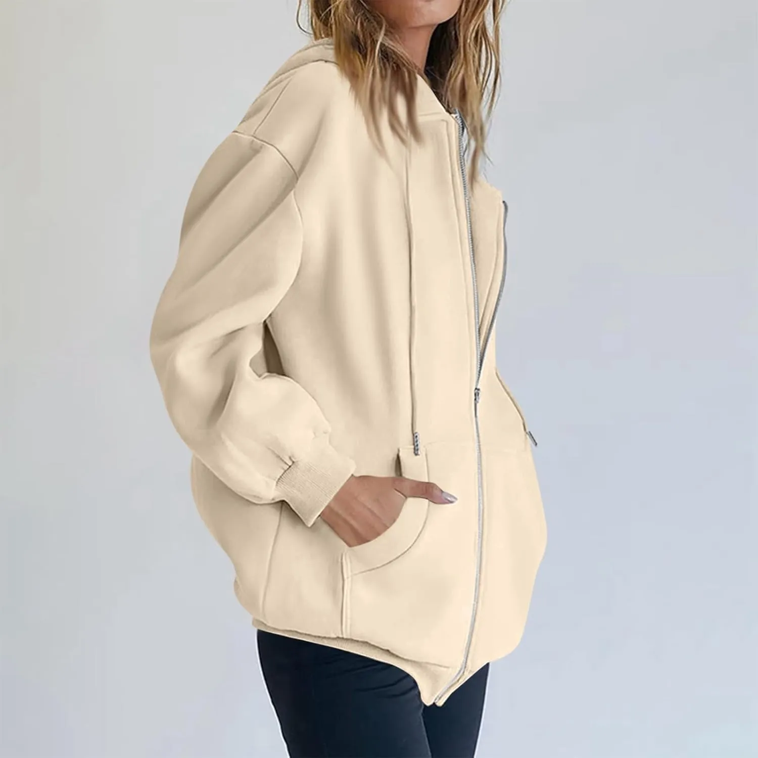 Zip Up Hoodie Women Oversized Y2k Jacket Lightweight Fall Jackets Streetwear Hoodies Long Sleeve Sweatshirts